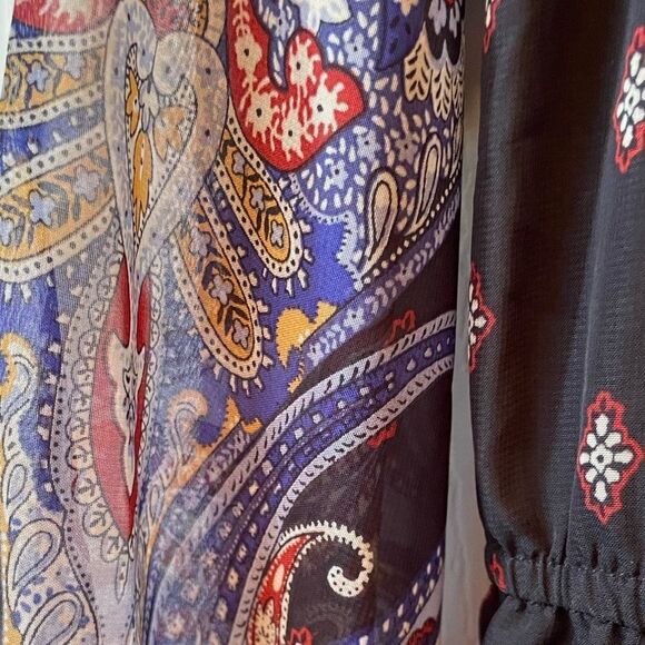 2 PC DRESS SOLID BLACK SHEATH & MAXI FRONT BOTTON BLACK CHIFFON DUSTER XL - Picture 5 of 7